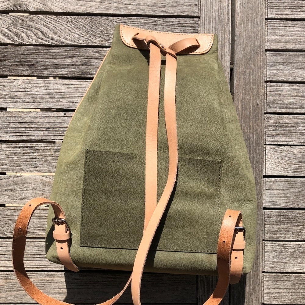 Green Nubuck suede leather backpack - Picture 14 of 17